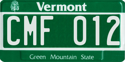 VT license plate CMF012