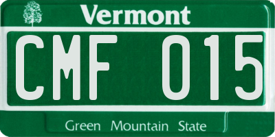 VT license plate CMF015
