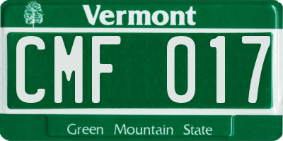 VT license plate CMF017