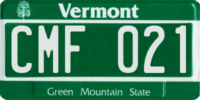 VT license plate CMF021