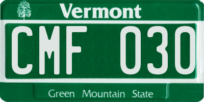 VT license plate CMF030