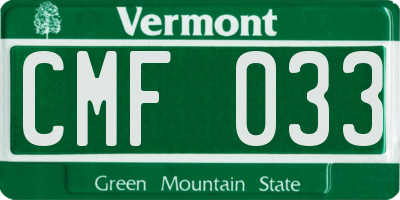 VT license plate CMF033