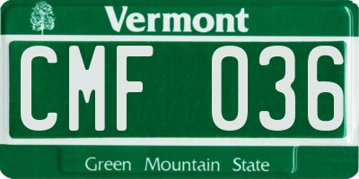 VT license plate CMF036