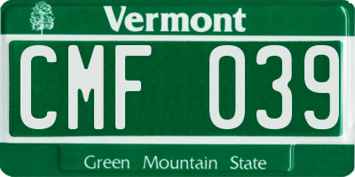 VT license plate CMF039