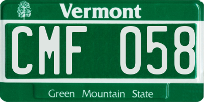 VT license plate CMF058