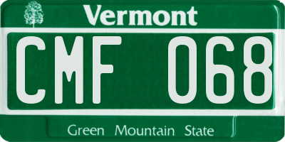 VT license plate CMF068