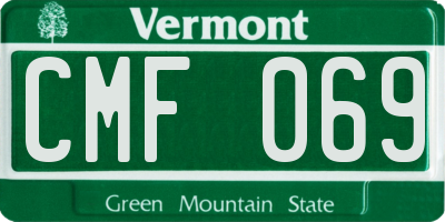 VT license plate CMF069