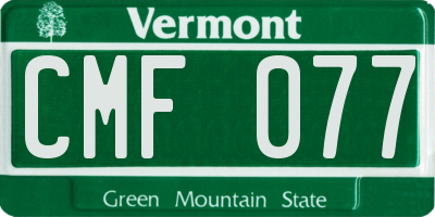 VT license plate CMF077