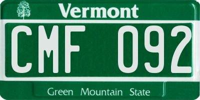 VT license plate CMF092