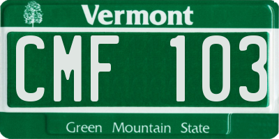 VT license plate CMF103