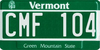VT license plate CMF104