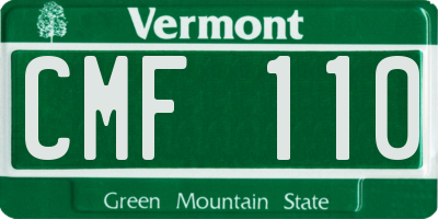 VT license plate CMF110