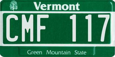 VT license plate CMF117