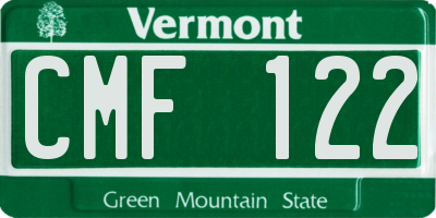 VT license plate CMF122