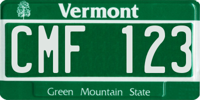 VT license plate CMF123