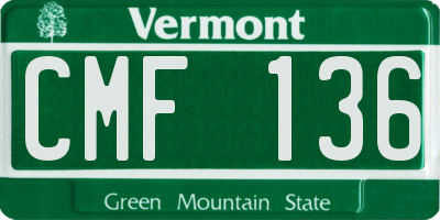 VT license plate CMF136
