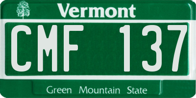 VT license plate CMF137