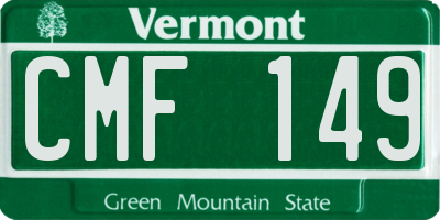 VT license plate CMF149