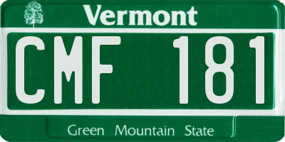 VT license plate CMF181