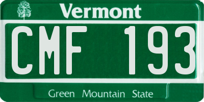 VT license plate CMF193