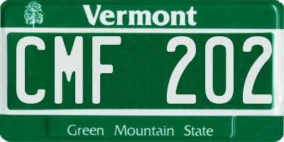 VT license plate CMF202