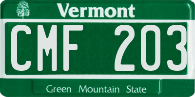VT license plate CMF203