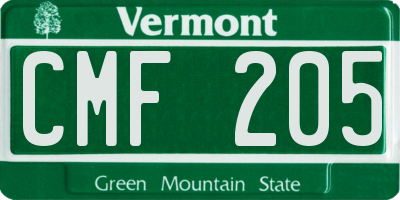 VT license plate CMF205