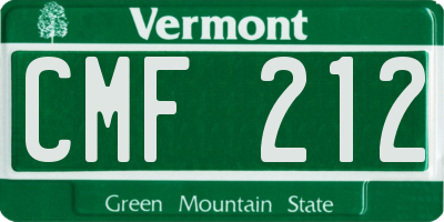VT license plate CMF212