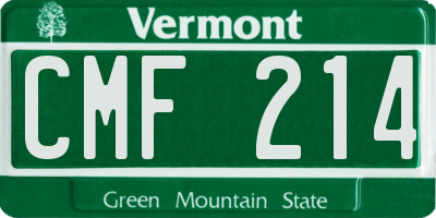 VT license plate CMF214