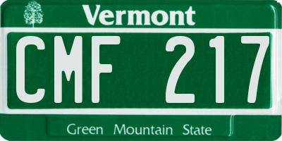 VT license plate CMF217