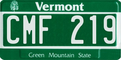 VT license plate CMF219
