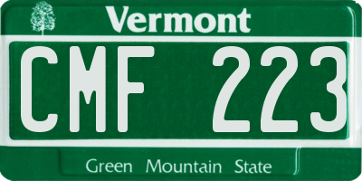 VT license plate CMF223