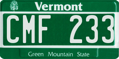 VT license plate CMF233