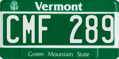 VT license plate CMF289