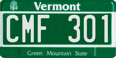 VT license plate CMF301