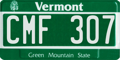 VT license plate CMF307