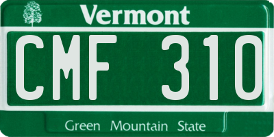 VT license plate CMF310