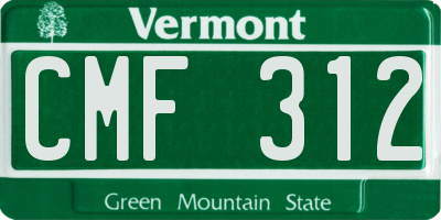 VT license plate CMF312