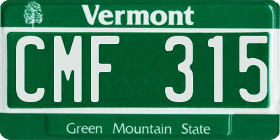 VT license plate CMF315