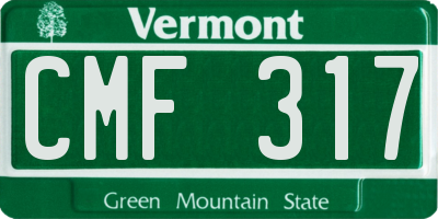 VT license plate CMF317