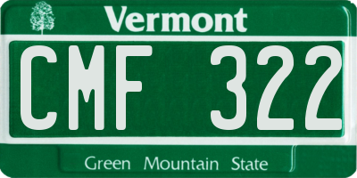 VT license plate CMF322