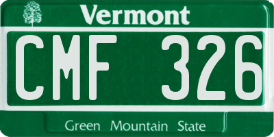 VT license plate CMF326