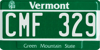 VT license plate CMF329