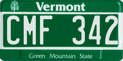 VT license plate CMF342