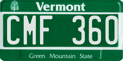 VT license plate CMF360