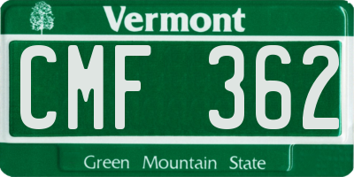VT license plate CMF362