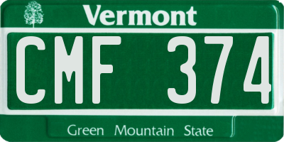 VT license plate CMF374