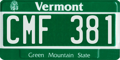 VT license plate CMF381