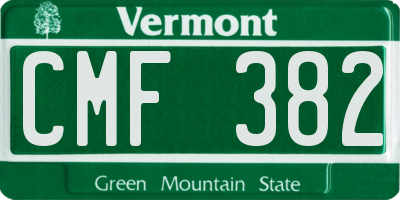 VT license plate CMF382
