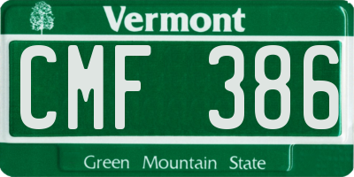 VT license plate CMF386